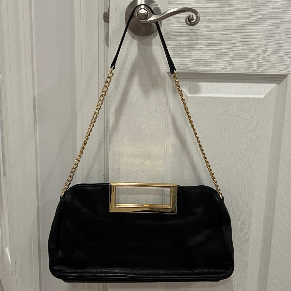 Michael Kors Black Handbag with Gold Chain Strap